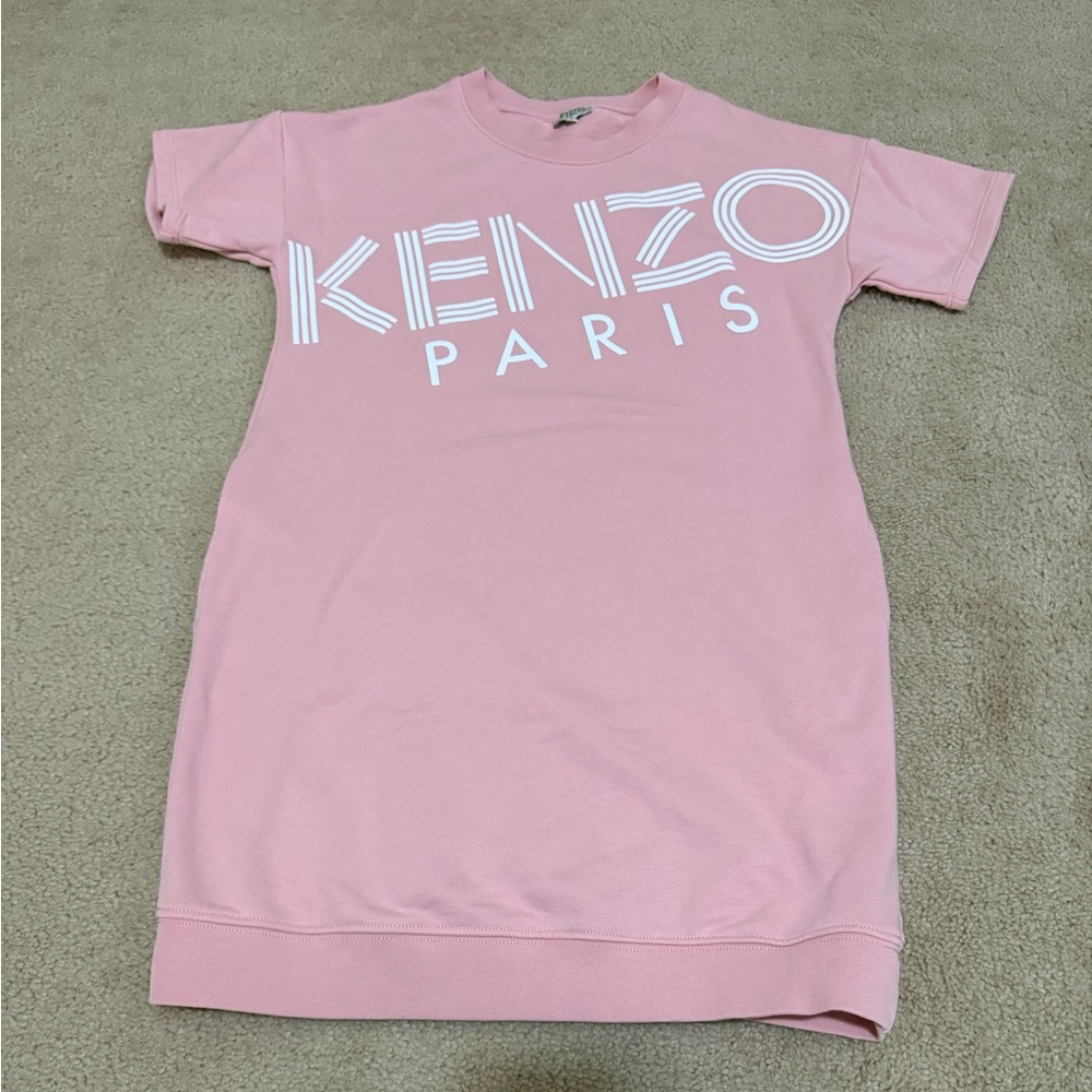 NWOT! Kenzo Blush Pink Dress with White Logo - 14Y